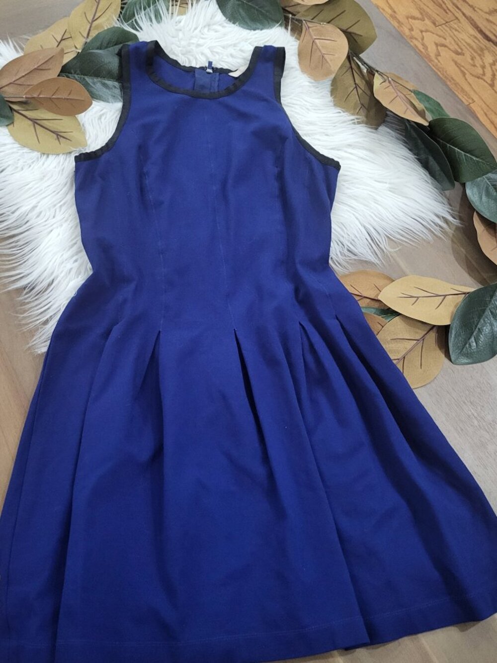 Banana Republic Royal Blue Fit & Flare Dress Size 14 Crew neck back zipper plus